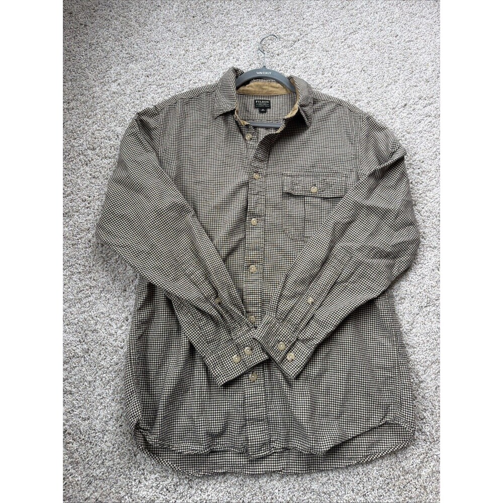 Filson Rustic Oxford 100% Cotton Flannel Houndstooth Shirt Mens Size Medium
